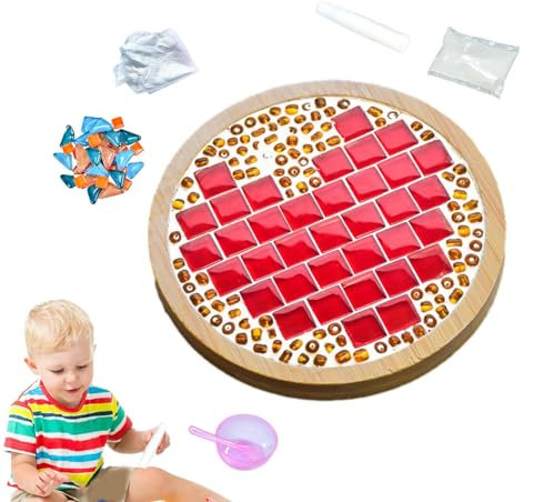 Mosaik-Bastelset, Glasmosaikfliesen,Glas-Bastelset mit Holzuntersetzer und Mosaikfliesen - Aktivitätsset für Mosaik-Bastel-Untersetzer, handgefertigte Wohndekor-Geschenke, Mosaik-Sets in verschiedenen