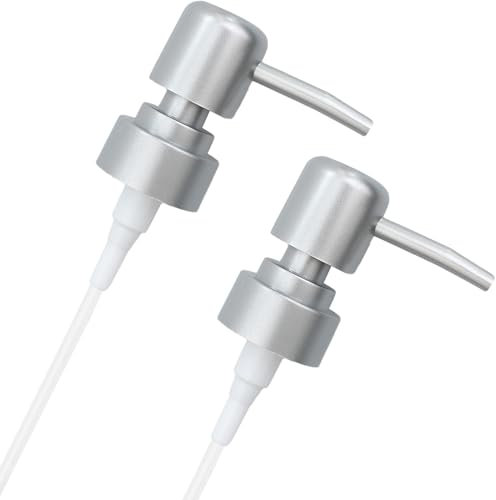 2Pcs Dispenser Sapone Bagno, Pompa di Ricambio, Erogatore Sapone Liquido, 28mm Filettatura, ABS (Argento Smerigliato)