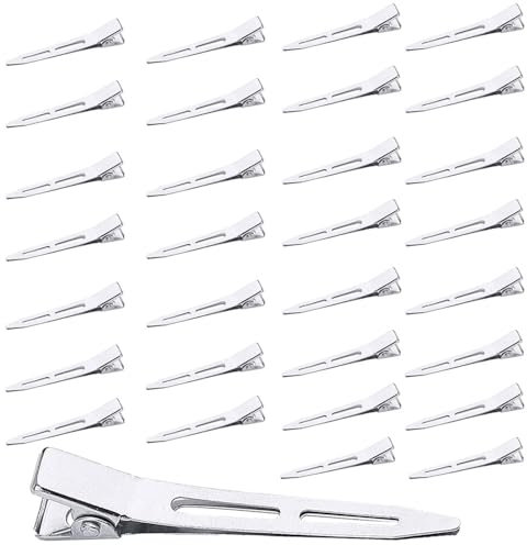 30 Stück EnteBill Haarspangen Silber Haarclips 5,5 cm Haarklemmen Friseur Alligator Clips Metall Haarspangen für Haarklammern Damen Spangen Friseursalon Mädchen Haarstyling DIY