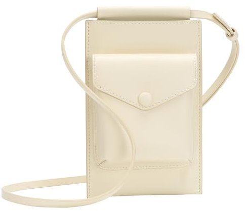LUKUBGG Echtleder Handytasche zum Umhängen Damen, Klein Handy Umhängetasche Damen, Handytasche mit Geldbörse zum Umhängen, mit Kartenfächer,Leder (Beige)