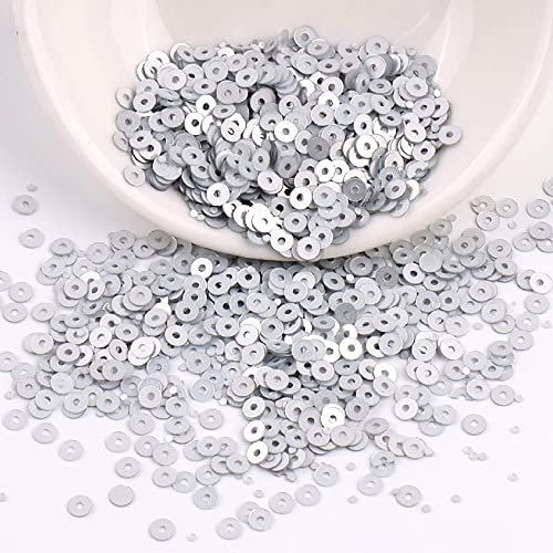 Anevous 4000 Stück Pailletten Basteln, Lose Glänzende Pailletten, Glitzer Pailletten zum Aufnähen Auffädeln für DIY Nähen Kunsthandwerk Herstellung, Hochzeit Dekorative,Silber 4mm