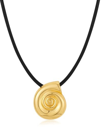LILIE&WHITE Goldene Muschel Halskette für Damen – Elegantes Design mit Schwarzem Band, Langlebig und Verblasst Nicht, Geschenk für jeden Anlass, Stilvoller Schmuck für den Sommer
