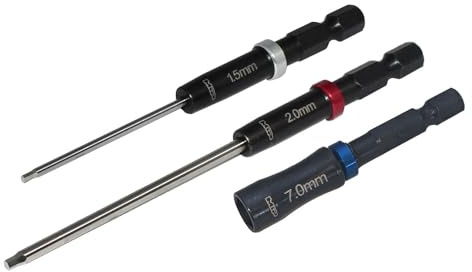 MIP Metrisches Bit-Set 9625, 1/4 Zoll (6,35 mm), 1,5 & 2,0 mm Sechskant-Bit, 7,0 mm Steckschlüssel, Inbusschlüssel für Schraubendreher, Schraubenpistolen & Bohrmaschinen, für RC-Autos, Made in USA