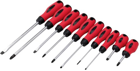 OZZO 10 Piece Magnetic Screwdriver Set - Phillips & Flat Head CRV Steel | Chrome vanadium steel screwdriver set with satin blades, magnetic tips and ergonomic soft grip handles for high torque use.