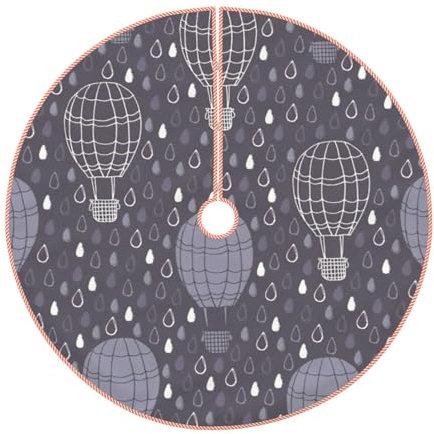 Falda para árbol de Navidad con estampado de globo aerostático, decoración para árbol de Navidad