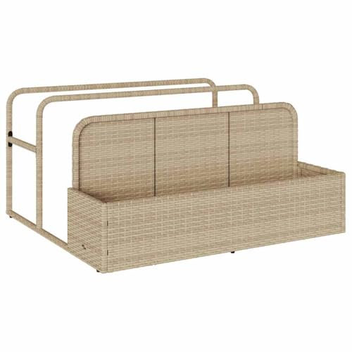 Gecheer Pool Aufbewahrungskorb, Pool Aufbewahrungsbehälter, Aufbewahrungsbox Pool, Seitenkorb für Pool Schwimmbecken Poolzubehör, Beige 110x100x57 cm Poly Rattan
