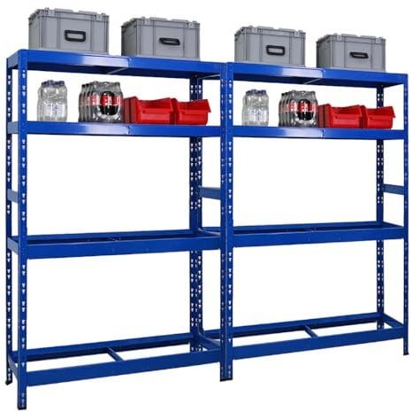 PROREGAL Mega Deal 2X Reifenregal Tiger HxBxT 180x120x40 cm bis zu 12 Reifen auf 2 Ebenen mit 2 Fachboden Blau Reifenständer