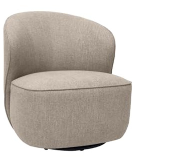Miliboo Design-Sessel, Drehsessel, Stoff, Velours-Effekt, strukturiert, Taupe