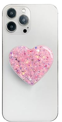 AOWVUTS Handy Griffhalter Einziehbarer Liebe Herz Griff Ausziehbarer Sockel und Griff Kreativen Glitzer Herzform Handy Ständer Fingerhalter Basic für Smartphones und Tablets