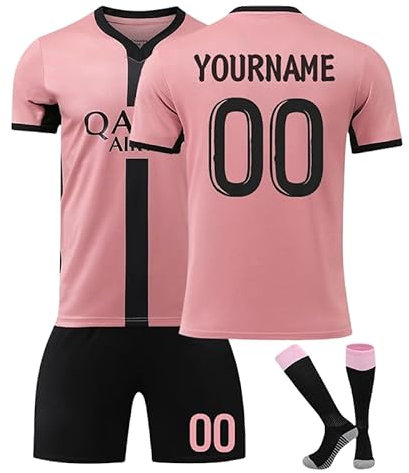 Maillot De Foot Personnalisé 2024/2025 Enfant Et Adultes avec, Votre nom et Votre numéro Tenue De Sport Garçon Homme Fête des pères Cadeau Vêtements De Football Personnalisable Short avec Chaussette