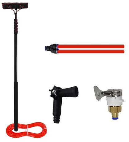 PUTHLLA Pulitore per Pannelli solari ad Acqua Estensibile, Spazzola telescopica ad Acqua 6 m | Spazzola da 35 cm, idropulitrice telescopica per la Pulizia di Pannelli fotovoltaici e solari, Nero