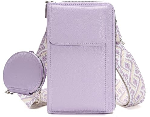 Umhängetasche Damen Klein PU Leder Handytasche Crossbody Bag Handytasche zum Umhängen Breitem Schultergurt Mode Geldbörse Umhängetasche Abnehmbar Schultergurt Mit einem kleinen Münzfach (Lila)
