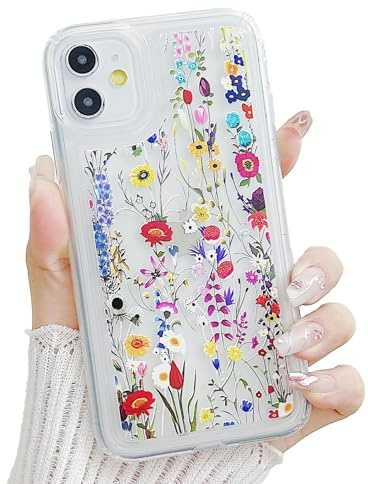 Knoowcase for iPhone 11 Case Flowers Pattern Clear Soft TPU Case for iPhone 11 Phone Case Slim Fit Shockproof Silicone Transparent Bumper Shell Cover for Women Girls, Colored Flowers