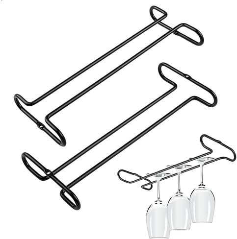 mongtsamz Porta Calici Sottopensile set da 2,Porta Bicchieri con Texture Metallica,Porta Bicchieri Sospesi,Porta Calici da Appendere da Utilizzare Negli Armadi,Salvaspazio in Cucine,Bar e Soggiorni