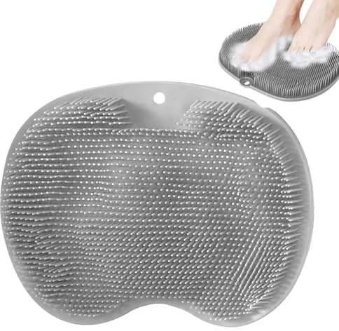 Brosse à récurer le dos/pieds pour la douche, brosse en silicone avec ventouse pour nettoyer et exfolier la peau, tapis de douche et de bain pour soins des pieds, spa, exfoliation, réduit la douleur