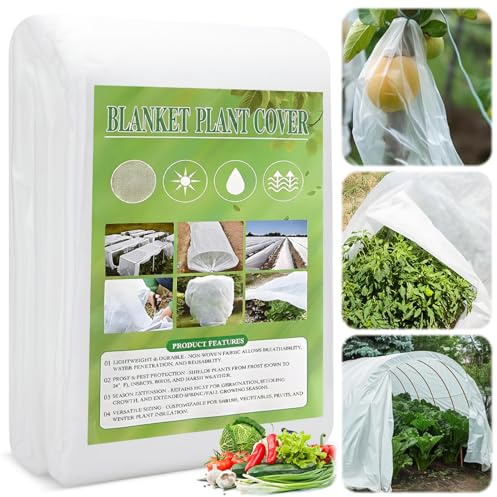 ZHUJIECAO 2 x 10 m Garden Fleece Frost Protection, Reusable Horticultural Fleece, Heavy Duty Garden, Plant Cover for Winter, Protection of Vegetables Flowers Trees from Frost Birds Insects
