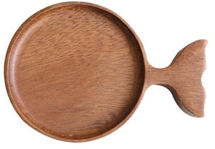 BEBEMOKO Plato de Salsa de Madera de Acacia en Forma de Pez, Creativo y Pequeño, Adecuado para Condimentos, Aperitivos, Kimchi Coreano y Uso en Hogar, Restaurante o Picnic
