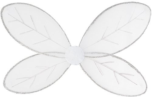 dressforfun tectake Schmetterlingsflügell in Weiß mit Glitzerumrandung und Glitzerdetails auf den Flügeln | inkl. Gummibändern zur Befestigung am Rücken | 62,5 x 40,5 cm