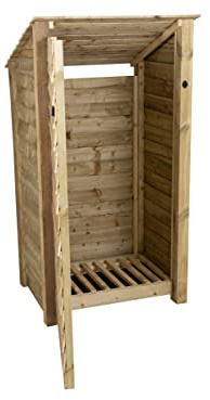 Arbor Garden Solutions wooden log store 6ft with door, firewood storage (W-99cm, H-180cm, D-88cm), natural finish (Without kindling shelf (roof sloping back))