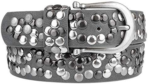 Zakatte • DAMEN NIETENGÜRTEL AUS KUNSTLEDER 70 BIS 125 CM (90 cm, Grau)