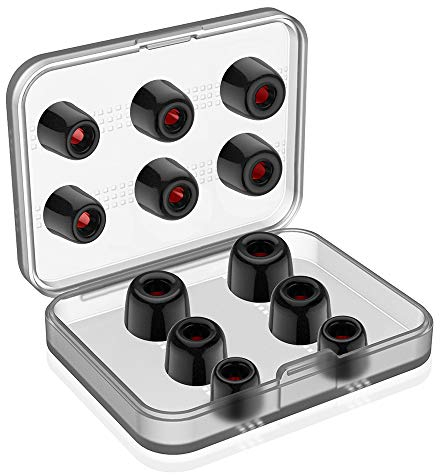 F FEYCH 6 Pairs Earphone Tips Premium Replacement Earbud Tips Memory Foam Earphone Tips Blocking Noise Foam Tips Suit for 4.5-6.3mm Nozzle in-Ear Earphones with Storage Box(S/M/L, Black)