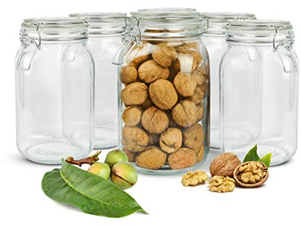 Sendez Preserving jars, 1500 ml, swing top, preserving jars, storage jar, square, 2-12 pieces (2 pieces)
