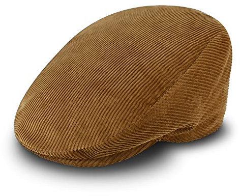 fiebig Cord Flatcap für Damen & Herren | Schiebermütze aus Baumwolle mit gestepptem Innenfutter | Flache Cordmütze Made in Italy (58-L, beige)