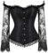 Kelvry Women Sexy Basque Off-Shoulder Lace up Boned Bustier Overbust Corset Tops with Long Sleeve (16-18, Black)
