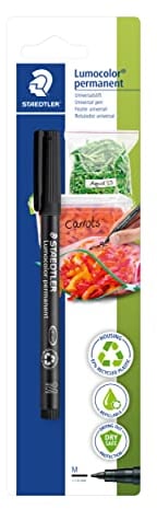 STAEDTLER Lumocolor 317-9 BK-1 Permanent Film Pen for Kitchen Freezer Bags and Boxes, Storage Jars and Much More Waterproof Fade-Resistant Black