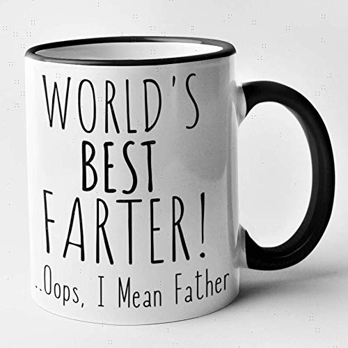 Mug humoristique avec inscription « World's Best Farter Oops I Mean Farther » Noir