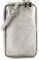 modamoda de T197 Damen Leder Handytasche 6,7 Zoll Umhängetasche handmade in Italy, Farbe:Grau-Metallic