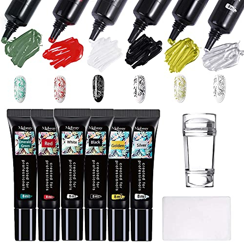 Nail Stamper Kit with Stamping Polish, Nail Stamping Gel Polish Set Nail Print Stamper Tool Nail Stamping Plate Stamp Nail Stamp Polish Gel Paint For Nails Art Printing UV Nail Polish