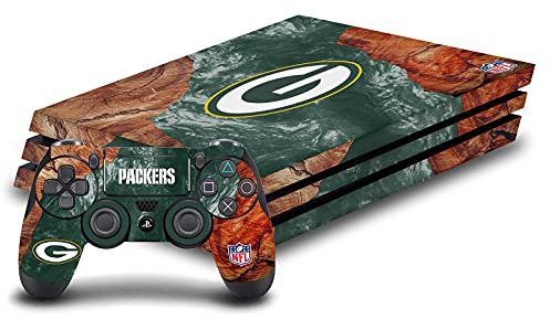 Head Case Designs Offizielle NFL Holz & Harze Green Bay Packers Vinyl Haut Gaming Aufkleber Abziehbild Abdeckung kompatibel mit Sony Playstation 4 PS4 Pro Console and DualShock 4 Controller