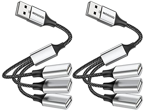 MOGOOD 3 in 1 USB Splitterkabel, Power Splitter 1 Männlich zu 3 Weiblichen 2.0 Adapter, Erweiterungskabel Multiport für Lade/Datenübertragung/Laptop