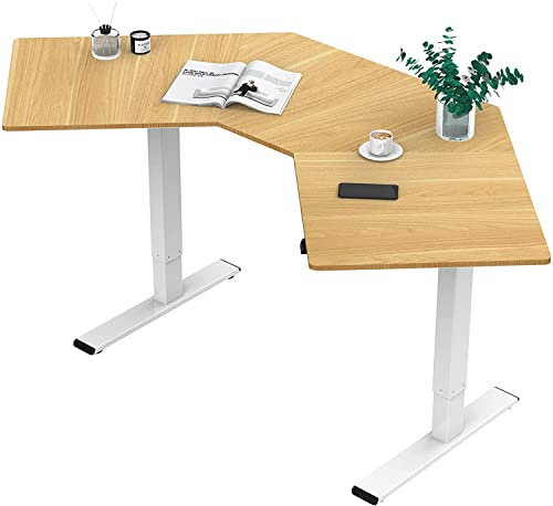 FLEXISPOT EG1W-L Winkelschreibtisch Eckschreibtisch elektrisch höhenverstellbar Bürotisch, Größer，2-Fach-Teleskop