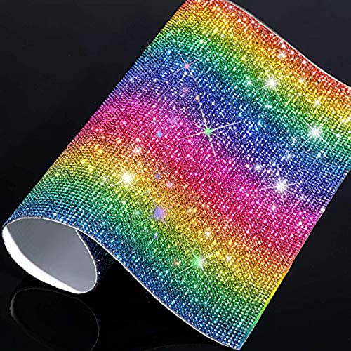IRIVER BLANK 12000 Stück 2mm Strasssteine Aufkleber in Blättern, Selbstklebende Hitze-Reparatur Kristall-Edelsteine mit Glitzereffekt,Perfekt für Auto- und Basteldekoration(Regenbogen)