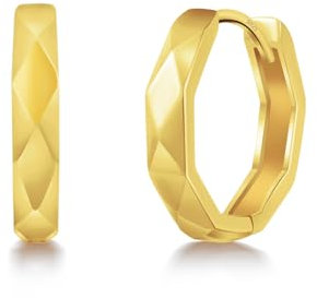 Immobird Creolen Gold aus Silber 925 Ohrringe Creolen Durchmesser 14mm Gold Ohrringe für den täglichen Gebrauch