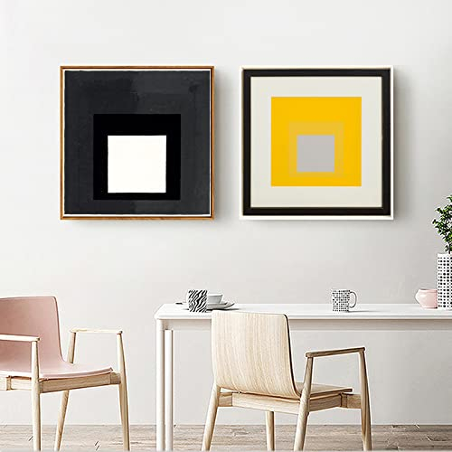 XCPORA Berühmtes Josef Albers Poster《Hommage an den Platz》Wandkunst Josef Albers Drucke Josef Albers Gemälde Leinwand Home Wandkunst Dekor 50x50cmx2 Kein Rahmen
