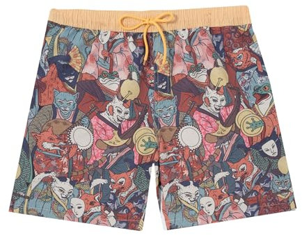 Pampling Costume da Bagno Uomo – Design Originali, Asciugatura Rapida, Vita Elastica con Cordino Regolabile, Tasche Laterali e Posteriori – Perfetto per Mare e Piscina (One Hundred Demons, XL)