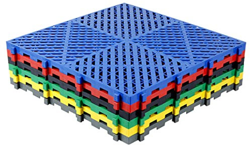 DOCIM Lot de 60 dalles de sol modulaires antidérapantes pour garage, lave-auto, plancher de terrasse, 40,6 x 40,6 x 2 cm, noir