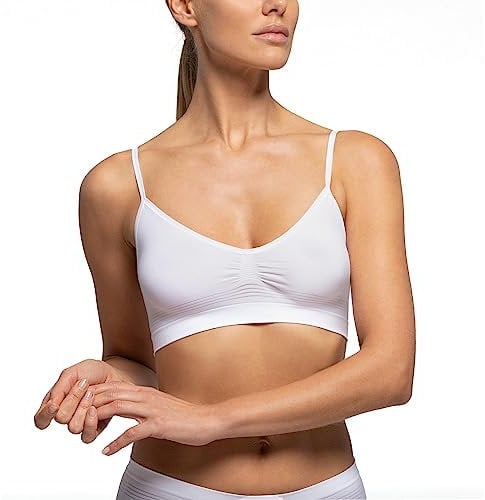 Pompea Brassiere Seamless Reggiseno, Opaque, Bianco, S/M Donna