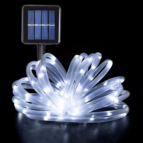 GHONLZIN Solar LED Lichterkette Garten,Wasserdichte Solar lichtschlauch 12 Meter 8 Modi 100 LED Lichtschlauch Lichterkette für Hochzeit,Party und Weihnachten Dekorationen