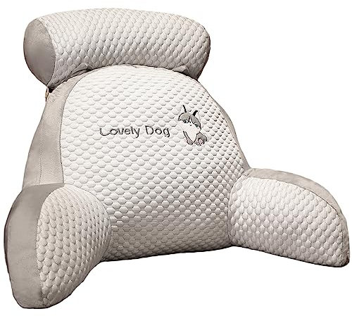 Backrest Pillow with Arms Reading Pillows for Bed Back Support Cushion Detachable Sofa and Bedside Cushion for Adults Back Rest Bed Chair Arm Pillows for Relaxing Watching TV Games Working on Laptop