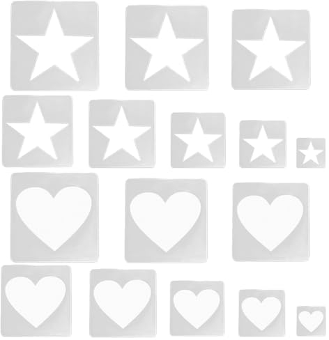 Gativs Sternschablonen und Schablonen Herzform 16 Stück Sterne Schablone zum Malen Herzschablonen zum Basteln Schablone Stern Herzförmige Schablonen Sternschablonen Wand zum Malen auf Wandfenstern