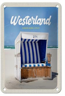 Femer Blechschild Reise 12x18cm Westerland Sylt Schleswig-Holstein Schild