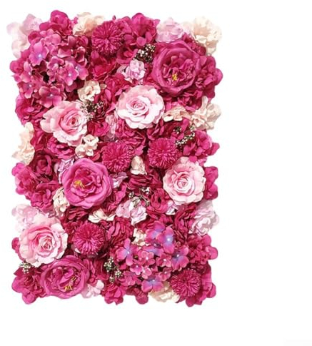 Blumen-Wandpaneel, künstliche Blumen, Blumen, hochwertige Seidenrose, Wandhintergrund, Hochzeit, Party, Heimdekoration, Paneel, 40 x 60 cm (Rosarot)