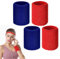 Sport Wristbands, Schweißbänder Handgelenk, Absorbierende Schweißbänder, Fitness Arm Schweißband, für Damen & Herren, für Fußball, Basketball, Leichtathletik, Joggen, 4 Stück (Rot, Blau)