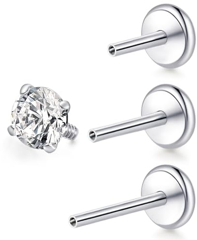 limerencia 18G Titan Lippenpiercing, Medizinische Tragus Piercing Hypoallergen Helix Piercing ohr, Labret Stecker mit 6mm 8mm 10mm Stäbe für Bauchnabel Zunge Augenbraue Lippe Septum Nase