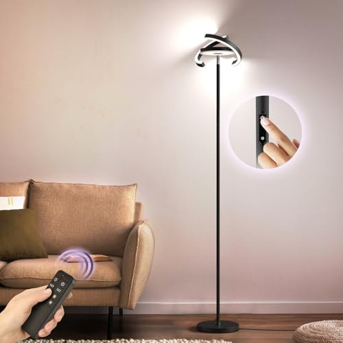 FIMEI Stehlampe LED, Stehleuchte 36W, Stufenlos Dimmbar 3000K-6000K Farbtemperaturen Modern Deckenfluter mit Fernbedienung, Touch Stehleuchte Unabhängige Steuerung, für Wohnzimmer Schlafzimmer Büro