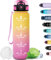 Grsta Botella Agua, Botella Agua Gimnasio con Filtro, Botella Agua 1 Litro a Prueba de Fugas, Botella Agua Reutilizable para Hombres y Mujeres, Cantimplora para Senderismo, Yoga, Correr, Amarillo-Rosa
